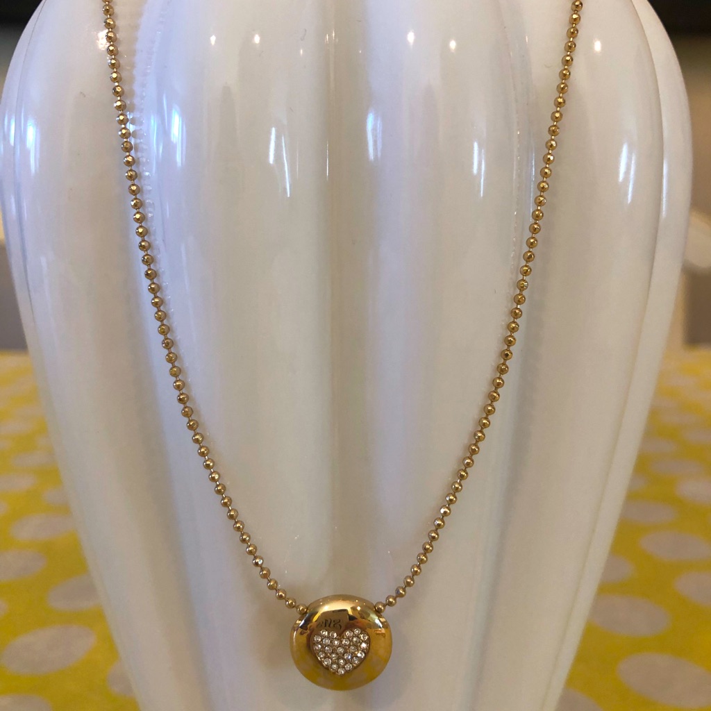 Nwt Talbots Gold Swarovski-Crystal Pave Heart Pendant Necklace 17$